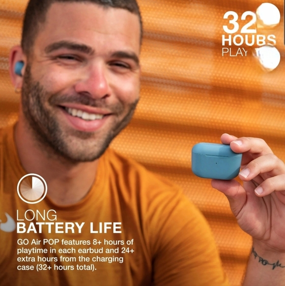 Jlab Go Air Pop Bluetooth Wireless Earbuds with Charging Case, Slate Color - Picture 2 of 9